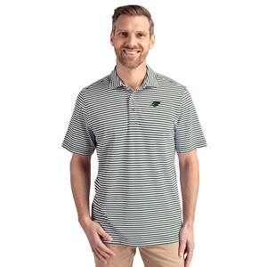 Men's Green/White Cutter & Buck Eco Stripe Polo
