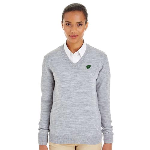 Women's Heather Grey V-Neck Sweater