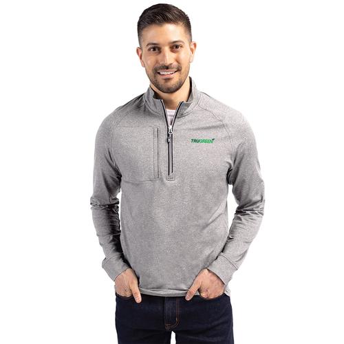 Men's Heather Grey Cutter & Buck 1/4 Zip Pullover