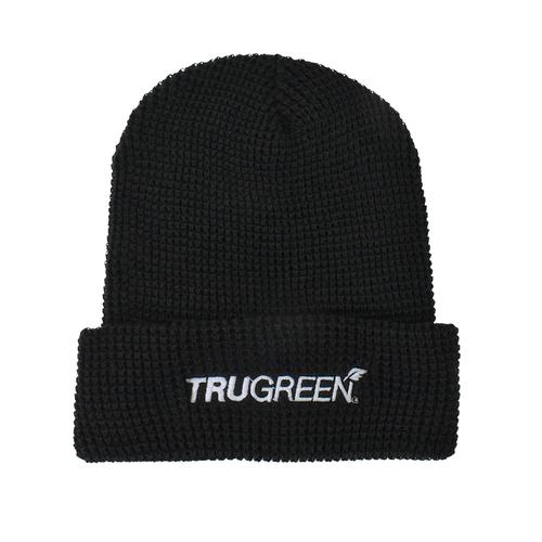 Black Waffle Cuffed Beanie